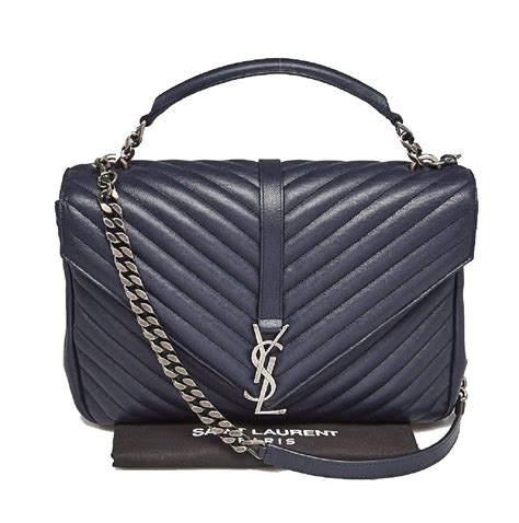 navy blue ysl bag|navy blue suede shoulder bag.